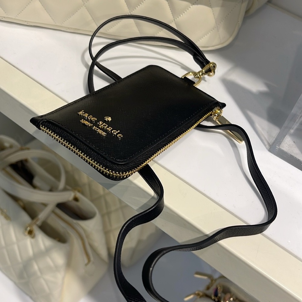 Kate Spade Card Case Lanyard Saffiano Leather Black NWT - Picture 15 of 16